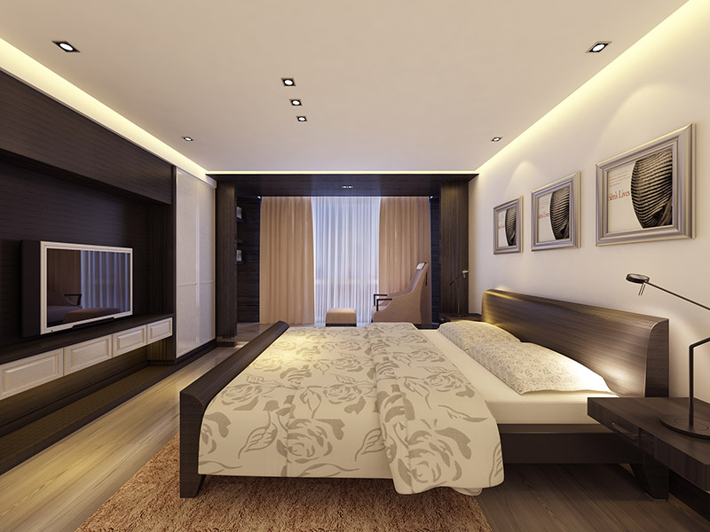 泰洲别墅别墅320平米简约轻奢混搭风格装修案例-卧室